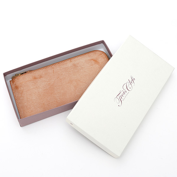  長財布 メンズ 本革 レザー ラウンドファスナー ブラウン 茶 茶色 小銭入れあり 薄型 薄まち コインケース トワクレ(Trois Clefs)