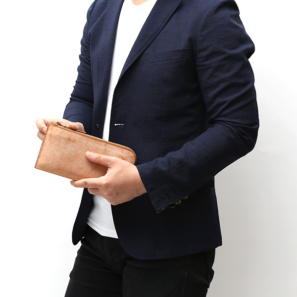  長財布 メンズ 本革 レザー ラウンドファスナー ブラウン 茶 茶色 小銭入れあり 薄型 薄まち コインケース トワクレ(Trois Clefs)