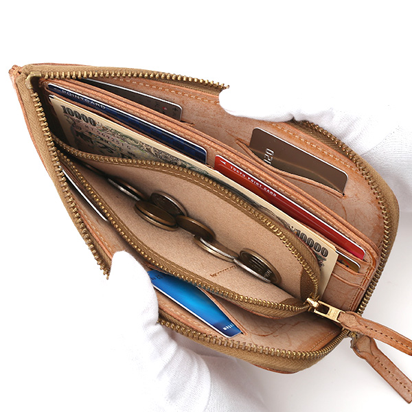  長財布 メンズ 本革 レザー ラウンドファスナー ブラウン 茶 茶色 小銭入れあり 薄型 薄まち コインケース トワクレ(Trois Clefs)