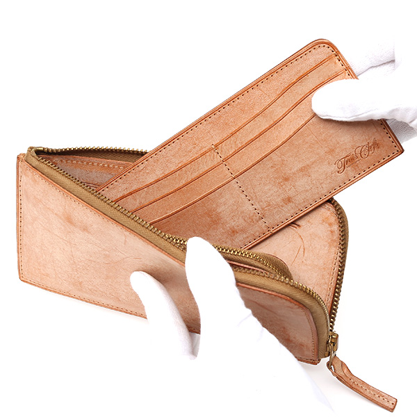  長財布 メンズ 本革 レザー ラウンドファスナー ブラウン 茶 茶色 小銭入れあり 薄型 薄まち コインケース トワクレ(Trois Clefs)