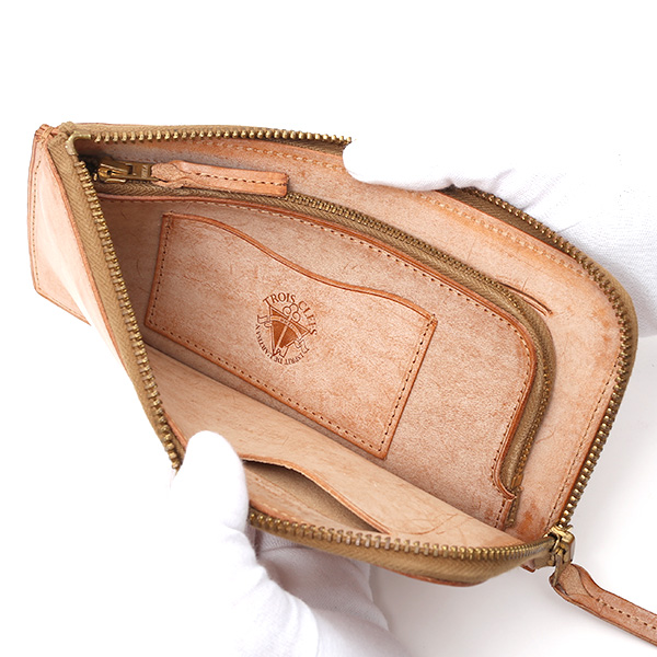  長財布 メンズ 本革 レザー ラウンドファスナー ブラウン 茶 茶色 小銭入れあり 薄型 薄まち コインケース トワクレ(Trois Clefs)