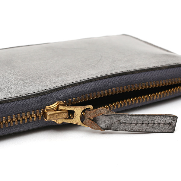  長財布 メンズ 本革 レザー ラウンドファスナー ダークグレー グレー グレイ 灰色 小銭入れあり 薄型 薄まち コインケース トワクレ(Trois Clefs)