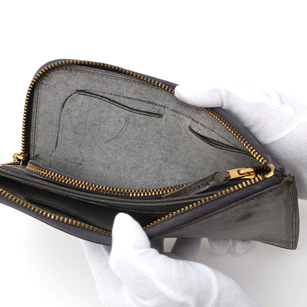  長財布 メンズ 本革 レザー ラウンドファスナー ダークグレー グレー グレイ 灰色 小銭入れあり 薄型 薄まち コインケース トワクレ(Trois Clefs)