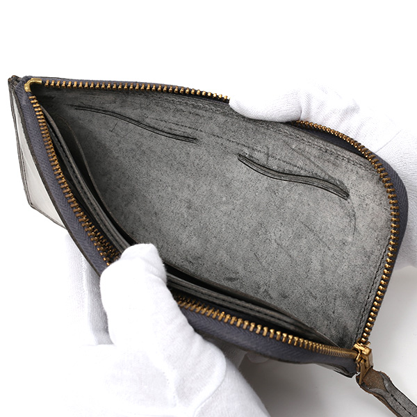  長財布 メンズ 本革 レザー ラウンドファスナー ダークグレー グレー グレイ 灰色 小銭入れあり 薄型 薄まち コインケース トワクレ(Trois Clefs)