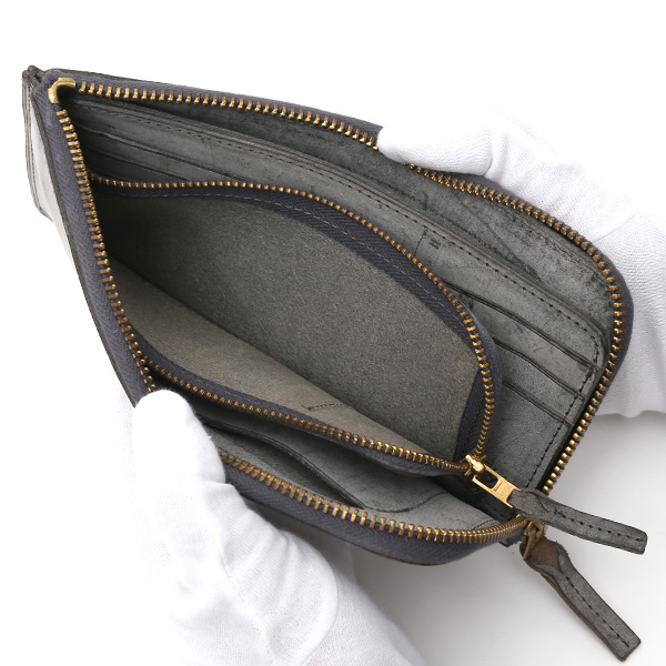  長財布 メンズ 本革 レザー ラウンドファスナー ダークグレー グレー グレイ 灰色 小銭入れあり 薄型 薄まち コインケース トワクレ(Trois Clefs)