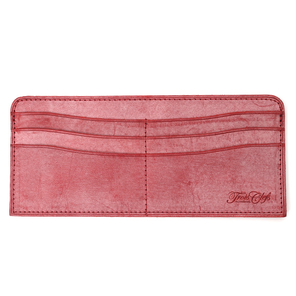  長財布 メンズ 本革 レザー ラウンドファスナー レッド ワイン 赤色 小銭入れあり 薄型 薄まち コインケース トワクレ(Trois Clefs)