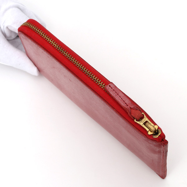  長財布 メンズ 本革 レザー ラウンドファスナー レッド ワイン 赤色 小銭入れあり 薄型 薄まち コインケース トワクレ(Trois Clefs)