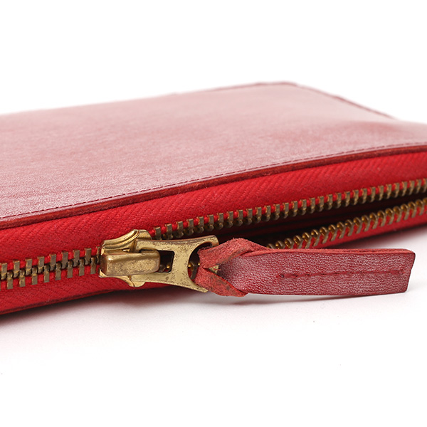  長財布 メンズ 本革 レザー ラウンドファスナー レッド ワイン 赤色 小銭入れあり 薄型 薄まち コインケース トワクレ(Trois Clefs)