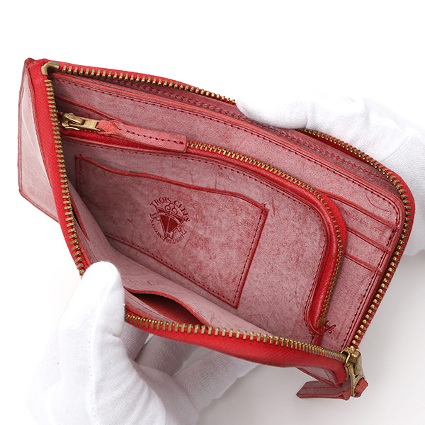  長財布 メンズ 本革 レザー ラウンドファスナー レッド ワイン 赤色 小銭入れあり 薄型 薄まち コインケース トワクレ(Trois Clefs)