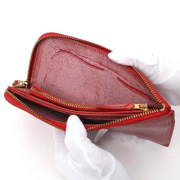  長財布 メンズ 本革 レザー ラウンドファスナー レッド ワイン 赤色 小銭入れあり 薄型 薄まち コインケース トワクレ(Trois Clefs)