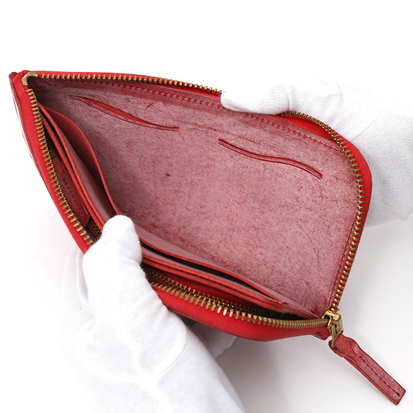  長財布 メンズ 本革 レザー ラウンドファスナー レッド ワイン 赤色 小銭入れあり 薄型 薄まち コインケース トワクレ(Trois Clefs)