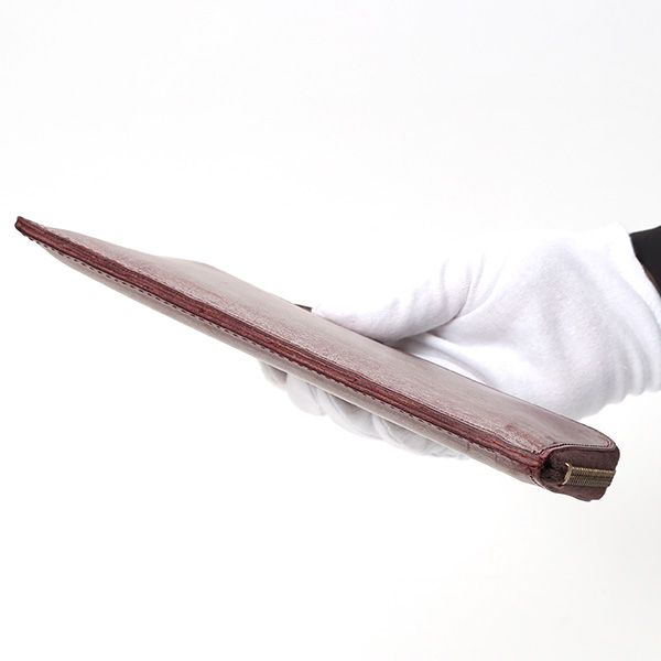  長財布 メンズ 本革 レザー ラウンドファスナー レッド ワイン 赤色 小銭入れあり 薄型 薄まち コインケース トワクレ(Trois Clefs)