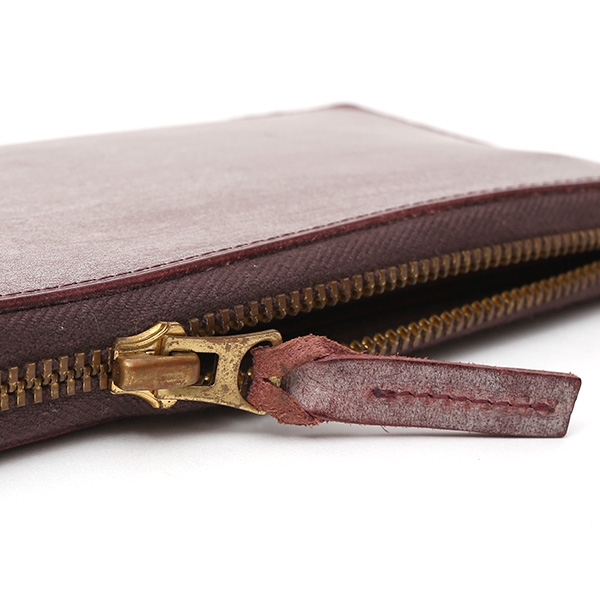  長財布 メンズ 本革 レザー ラウンドファスナー レッド ワイン 赤色 小銭入れあり 薄型 薄まち コインケース トワクレ(Trois Clefs)