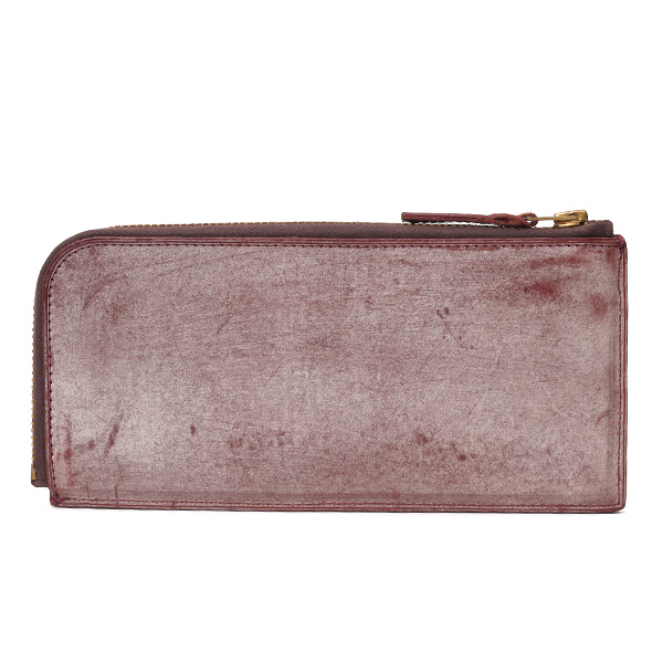  長財布 メンズ 本革 レザー ラウンドファスナー レッド ワイン 赤色 小銭入れあり 薄型 薄まち コインケース トワクレ(Trois Clefs)