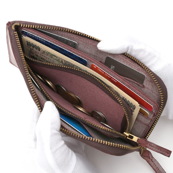  長財布 メンズ 本革 レザー ラウンドファスナー レッド ワイン 赤色 小銭入れあり 薄型 薄まち コインケース トワクレ(Trois Clefs)