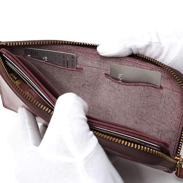  長財布 メンズ 本革 レザー ラウンドファスナー レッド ワイン 赤色 小銭入れあり 薄型 薄まち コインケース トワクレ(Trois Clefs)