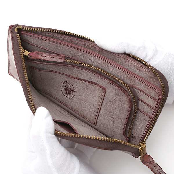  長財布 メンズ 本革 レザー ラウンドファスナー レッド ワイン 赤色 小銭入れあり 薄型 薄まち コインケース トワクレ(Trois Clefs)