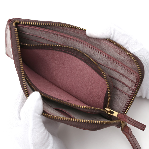  長財布 メンズ 本革 レザー ラウンドファスナー レッド ワイン 赤色 小銭入れあり 薄型 薄まち コインケース トワクレ(Trois Clefs)