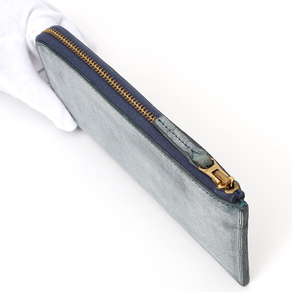  長財布 メンズ 本革 レザー ラウンドファスナー ブルー ネイビー 青色 小銭入れあり 薄型 薄まち コインケース トワクレ(Trois Clefs)