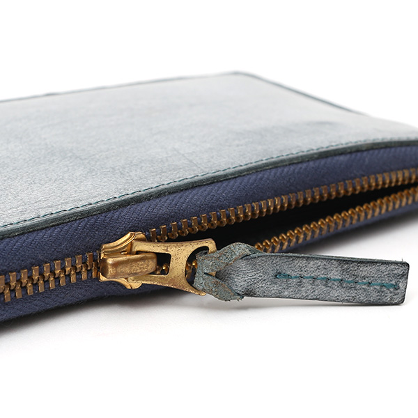  長財布 メンズ 本革 レザー ラウンドファスナー ブルー ネイビー 青色 小銭入れあり 薄型 薄まち コインケース トワクレ(Trois Clefs)