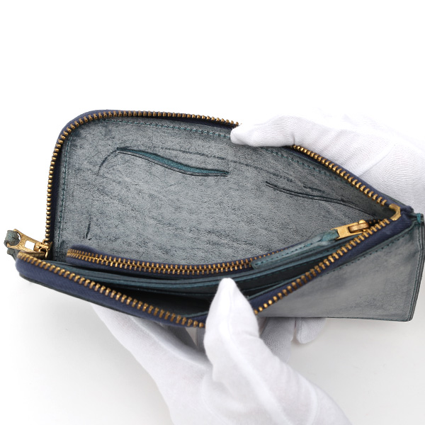  長財布 メンズ 本革 レザー ラウンドファスナー ブルー ネイビー 青色 小銭入れあり 薄型 薄まち コインケース トワクレ(Trois Clefs)