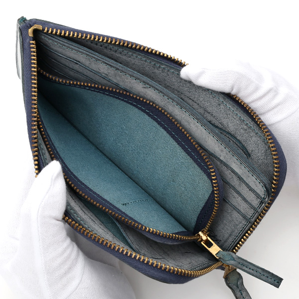  長財布 メンズ 本革 レザー ラウンドファスナー ブルー ネイビー 青色 小銭入れあり 薄型 薄まち コインケース トワクレ(Trois Clefs)