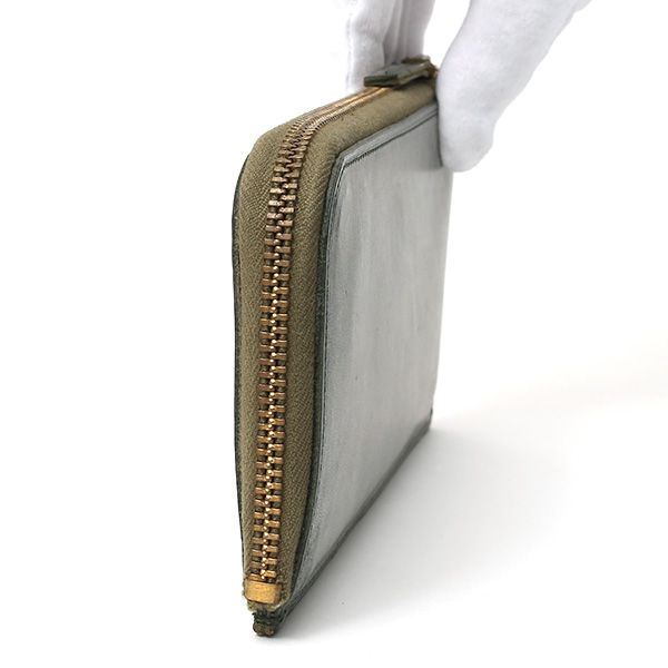  長財布 メンズ 本革 レザー ラウンドファスナー グリーン 緑色 小銭入れあり 薄型 薄まち コインケース トワクレ(Trois Clefs)