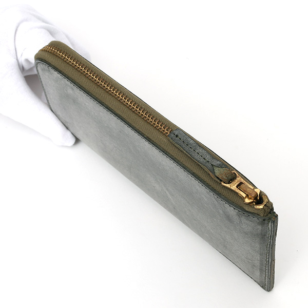  長財布 メンズ 本革 レザー ラウンドファスナー グリーン 緑色 小銭入れあり 薄型 薄まち コインケース トワクレ(Trois Clefs)