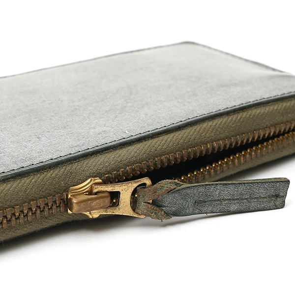  長財布 メンズ 本革 レザー ラウンドファスナー グリーン 緑色 小銭入れあり 薄型 薄まち コインケース トワクレ(Trois Clefs)