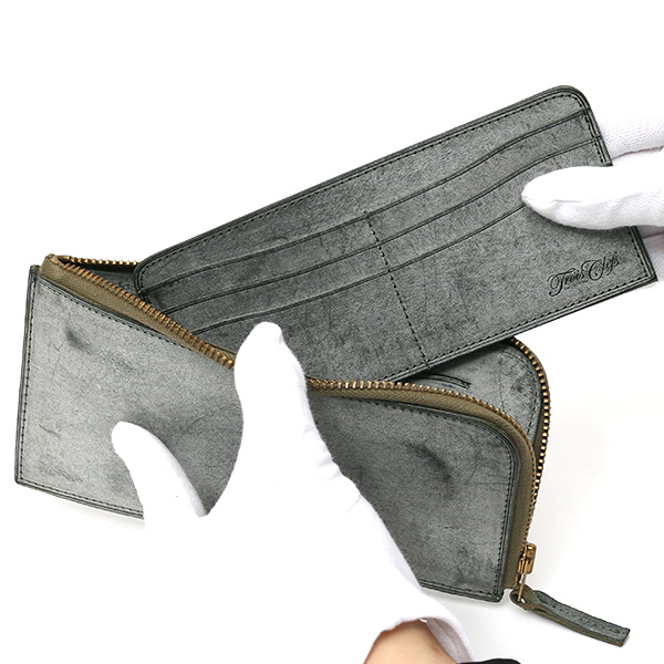  長財布 メンズ 本革 レザー ラウンドファスナー グリーン 緑色 小銭入れあり 薄型 薄まち コインケース トワクレ(Trois Clefs)