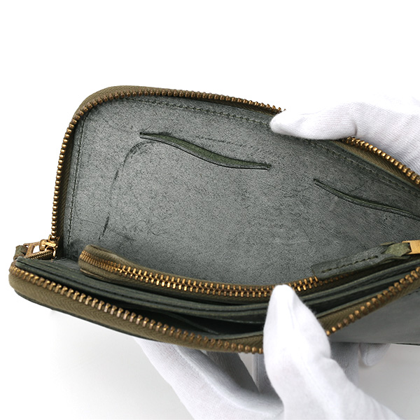  長財布 メンズ 本革 レザー ラウンドファスナー グリーン 緑色 小銭入れあり 薄型 薄まち コインケース トワクレ(Trois Clefs)