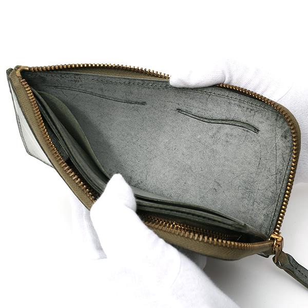  長財布 メンズ 本革 レザー ラウンドファスナー グリーン 緑色 小銭入れあり 薄型 薄まち コインケース トワクレ(Trois Clefs)