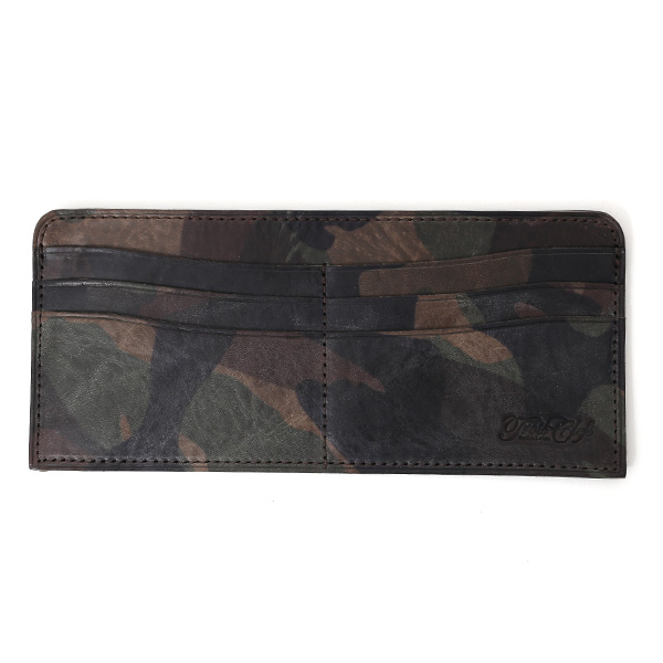 長財布 メンズ 本革 レザー ラウンドファスナー 迷彩柄 カモフラージュ グリーン 緑色 小銭入れあり 薄型 薄まち コインケース トワクレ(Trois Clefs)