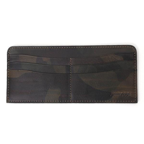  長財布 メンズ 本革 レザー ラウンドファスナー 迷彩柄 カモフラージュ グリーン 緑色 小銭入れあり 薄型 薄まち コインケース トワクレ(Trois Clefs)