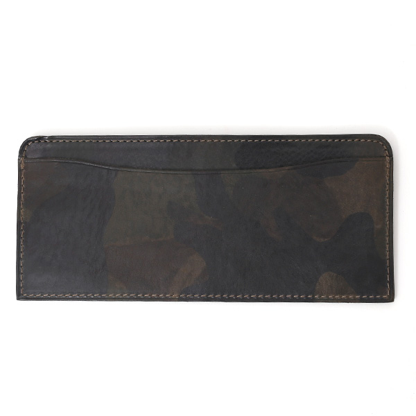  長財布 メンズ 本革 レザー ラウンドファスナー 迷彩柄 カモフラージュ グリーン 緑色 小銭入れあり 薄型 薄まち コインケース トワクレ(Trois Clefs)