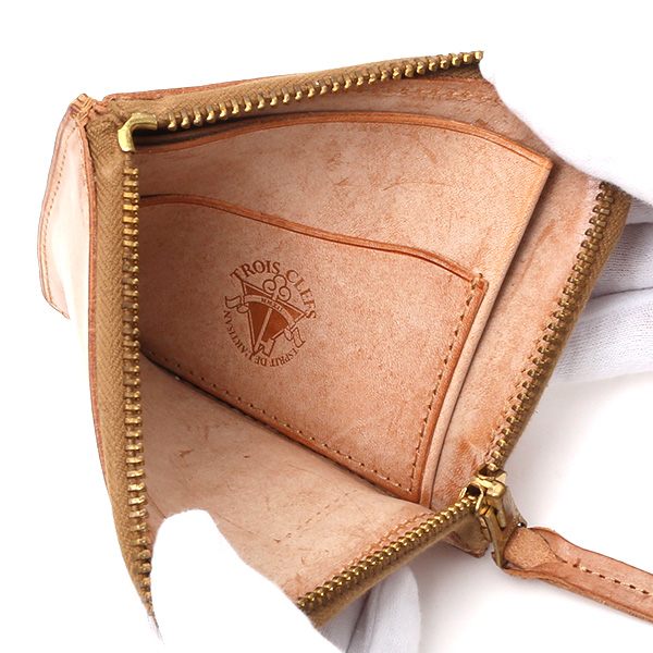  財布 ミニ 本革 レザー ブラウン 茶 茶色 サイフ 薄マチ メンズ 小銭入れ 二つ折り財布 コインケース トワクレ(Trois Clefs)