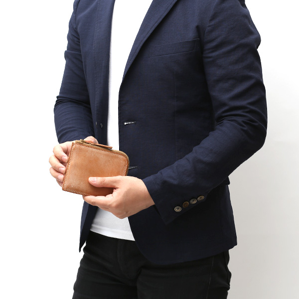  財布 ミニ 本革 レザー ブラウン 茶 茶色 サイフ 薄マチ メンズ 小銭入れ 二つ折り財布 コインケース トワクレ(Trois Clefs)