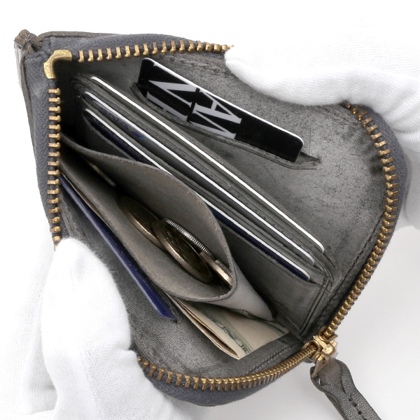  財布 ミニ 本革 レザー ダークグレー グレー グレイ 灰色 サイフ 薄マチ メンズ 小銭入れ 二つ折り財布 コインケース トワクレ(Trois Clefs)