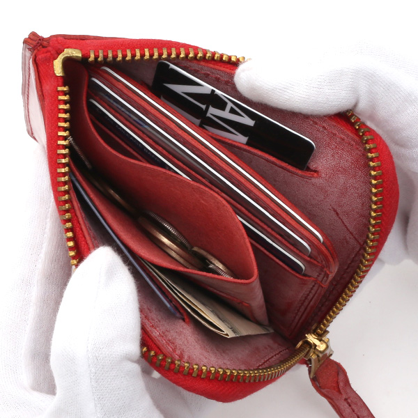  財布 ミニ 本革 レザー レッド ワイン 赤色 サイフ 薄マチ メンズ 小銭入れ 二つ折り財布 コインケース トワクレ(Trois Clefs)