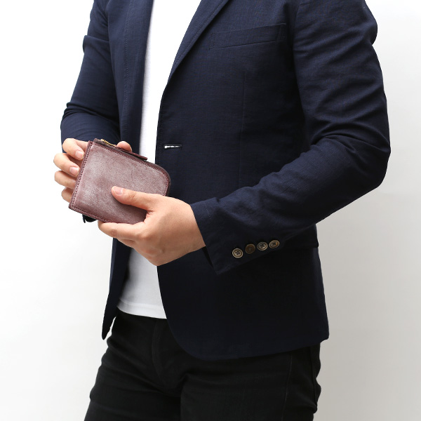  財布 ミニ 本革 レザー レッド ワイン 赤色 サイフ 薄マチ メンズ 小銭入れ 二つ折り財布 コインケース トワクレ(Trois Clefs)