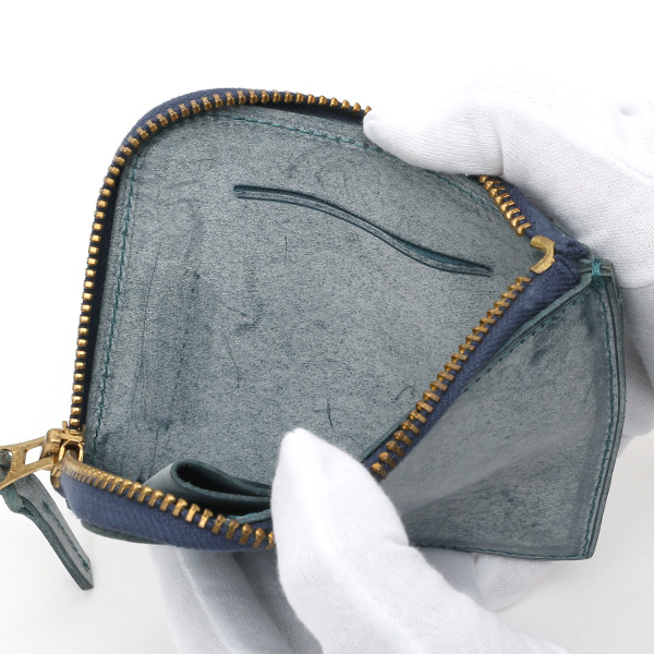  財布 ミニ 本革 レザー ブルー ネイビー 青色 サイフ 薄マチ メンズ 小銭入れ 二つ折り財布 コインケース トワクレ(Trois Clefs)