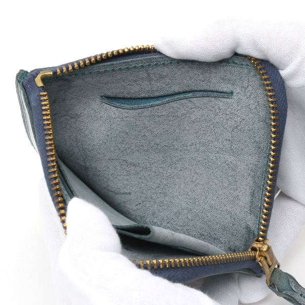  財布 ミニ 本革 レザー ブルー ネイビー 青色 サイフ 薄マチ メンズ 小銭入れ 二つ折り財布 コインケース トワクレ(Trois Clefs)