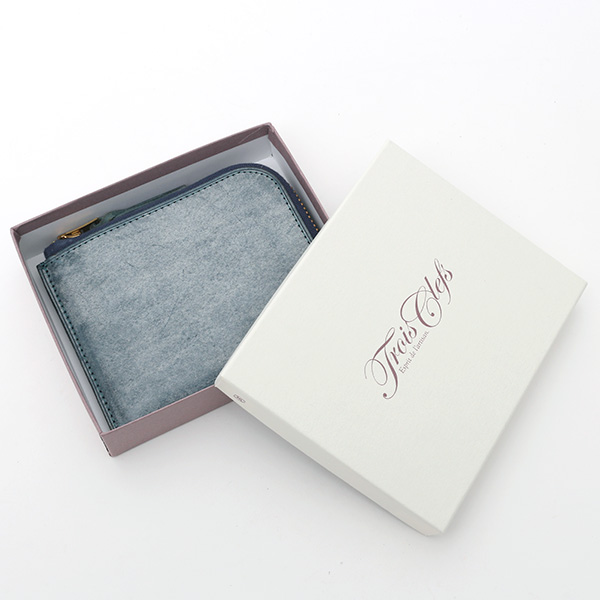  財布 ミニ 本革 レザー ブルー ネイビー 青色 サイフ 薄マチ メンズ 小銭入れ 二つ折り財布 コインケース トワクレ(Trois Clefs)