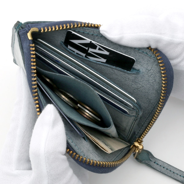  財布 ミニ 本革 レザー ブルー ネイビー 青色 サイフ 薄マチ メンズ 小銭入れ 二つ折り財布 コインケース トワクレ(Trois Clefs)