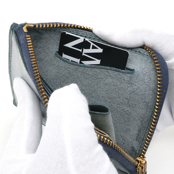  財布 ミニ 本革 レザー ブルー ネイビー 青色 サイフ 薄マチ メンズ 小銭入れ 二つ折り財布 コインケース トワクレ(Trois Clefs)