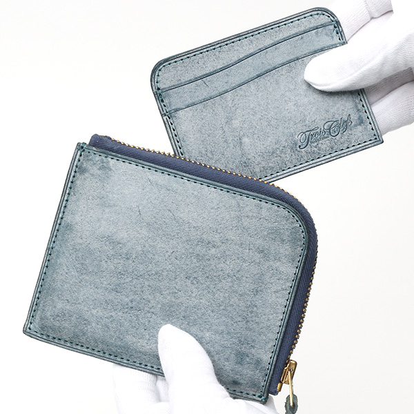  財布 ミニ 本革 レザー ブルー ネイビー 青色 サイフ 薄マチ メンズ 小銭入れ 二つ折り財布 コインケース トワクレ(Trois Clefs)