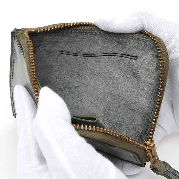  財布 ミニ 本革 レザー グリーン 緑色 サイフ 薄マチ メンズ 小銭入れ 二つ折り財布 コインケース トワクレ(Trois Clefs)