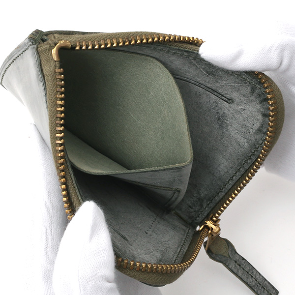  財布 ミニ 本革 レザー グリーン 緑色 サイフ 薄マチ メンズ 小銭入れ 二つ折り財布 コインケース トワクレ(Trois Clefs)