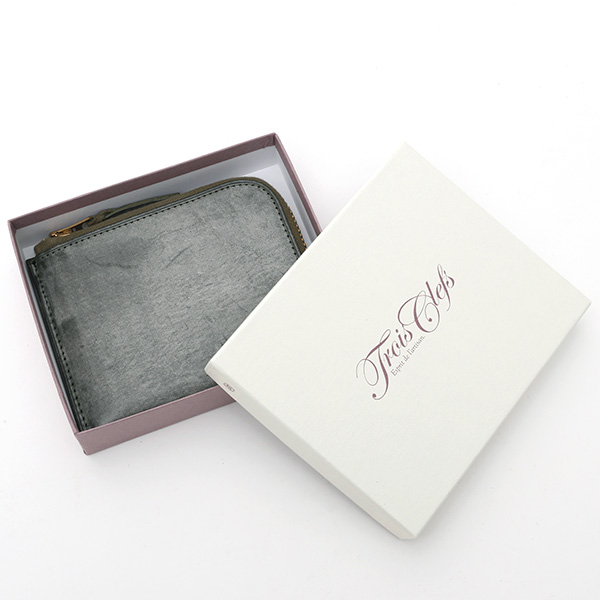  財布 ミニ 本革 レザー グリーン 緑色 サイフ 薄マチ メンズ 小銭入れ 二つ折り財布 コインケース トワクレ(Trois Clefs)