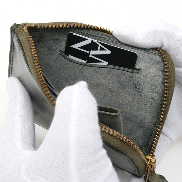  財布 ミニ 本革 レザー グリーン 緑色 サイフ 薄マチ メンズ 小銭入れ 二つ折り財布 コインケース トワクレ(Trois Clefs)